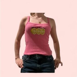 Urban Outfitters Pink Tank with Lemon Graphic